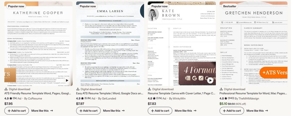 Resume and career templates, one of the best digital dropshipping products