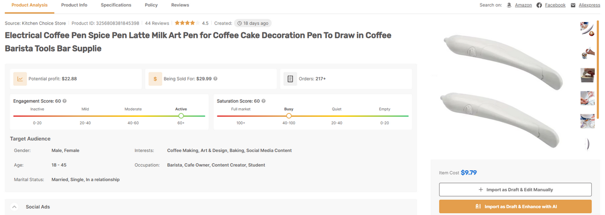 Electrical coffee art pen best items to dropship in may 2026
