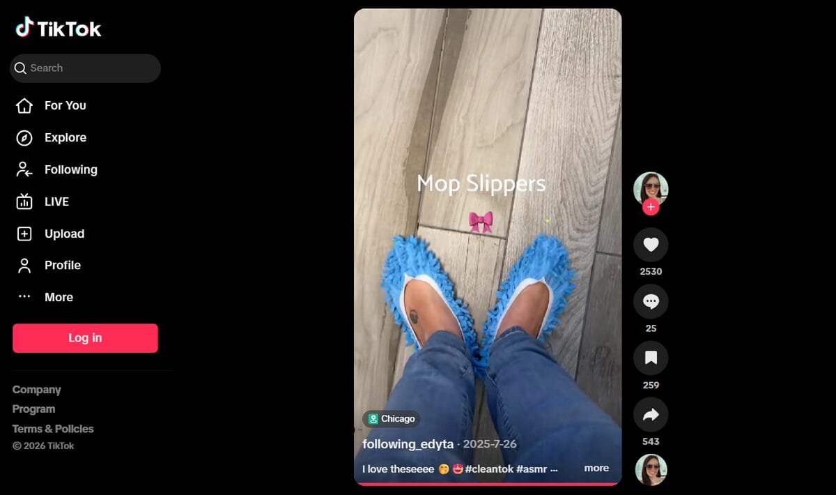 Chenille dust mop slippers ad review on TikTok
