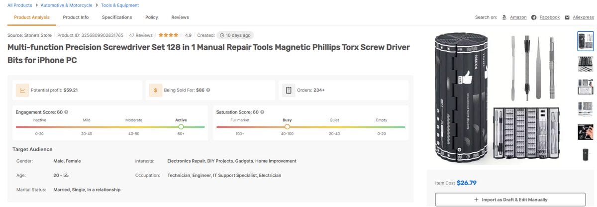Screwdriver set best items to dropship in may 2026