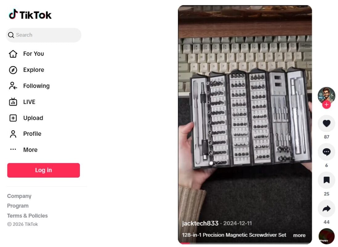 Content ad of screwdriver set precision on TIkTok