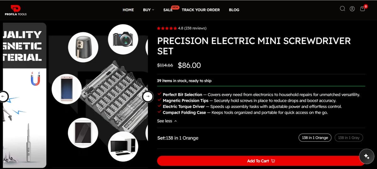Website of precision screwdriver set for dropshipping