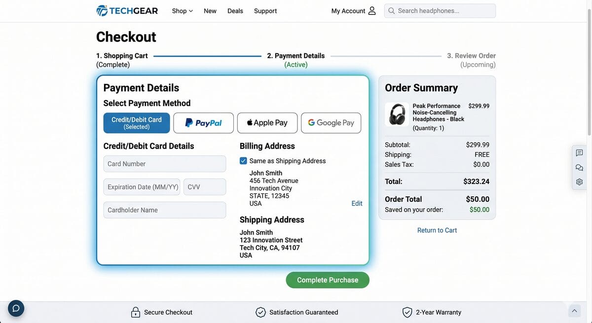 Checkout flow for dropshipping stores
