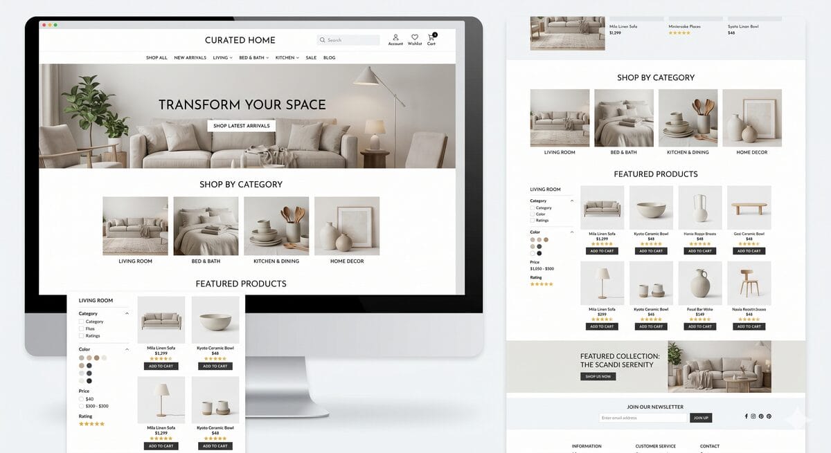 Simple navigation structures for dropshipping stores
