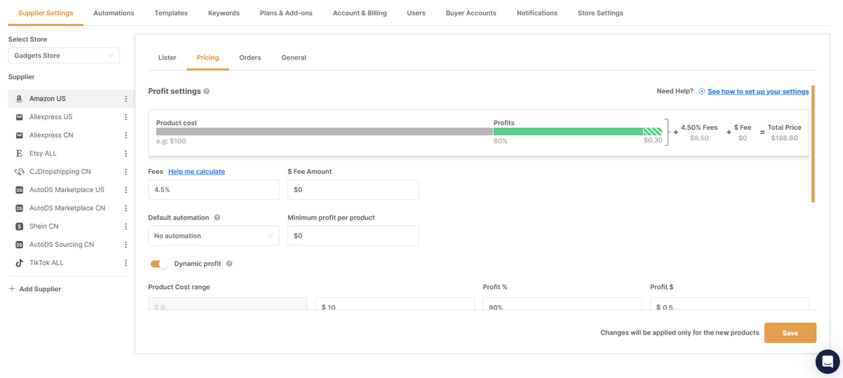 Pricing Rules inside AutoDS
