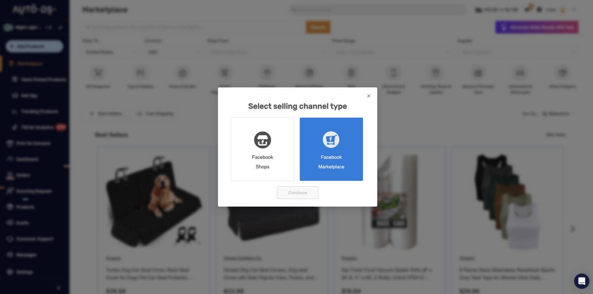 Connect Facebook to AutoDS to post on Facebook Marketplace as a business