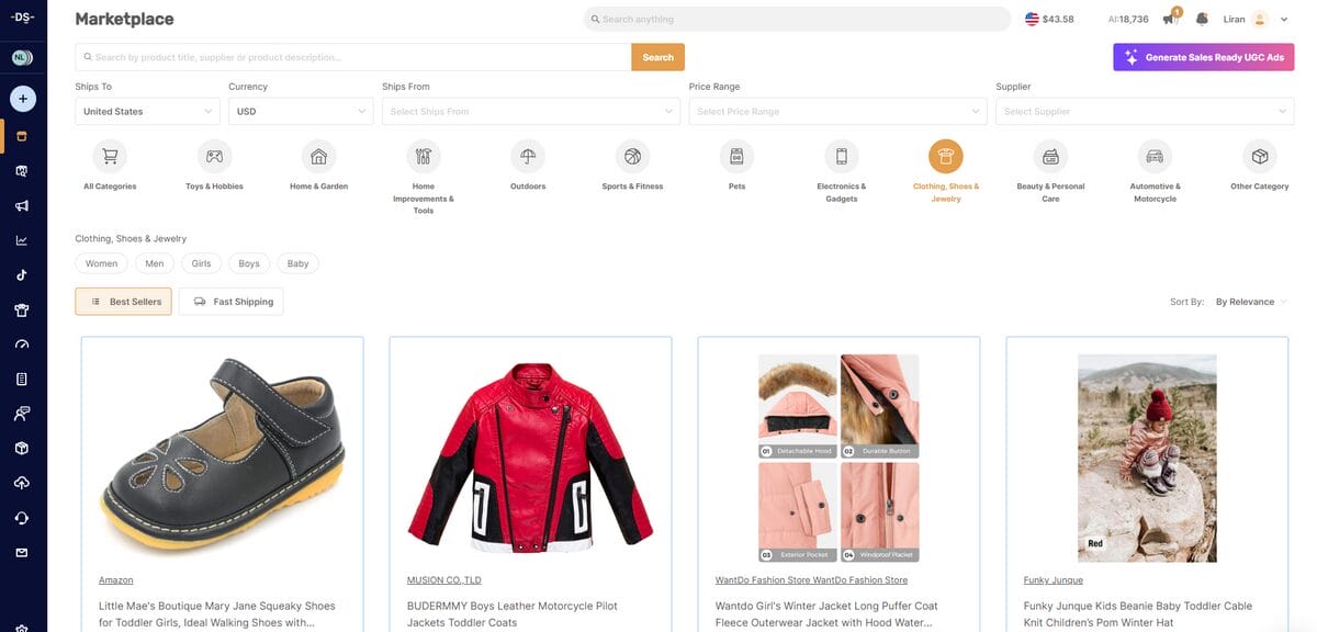 AutoDS Marketplace Shoe Dropshipping Supplier