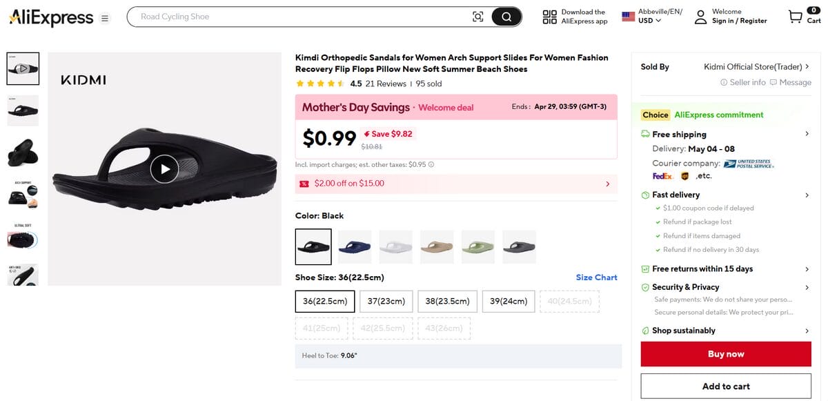 AliExpress Orthopedic sandals