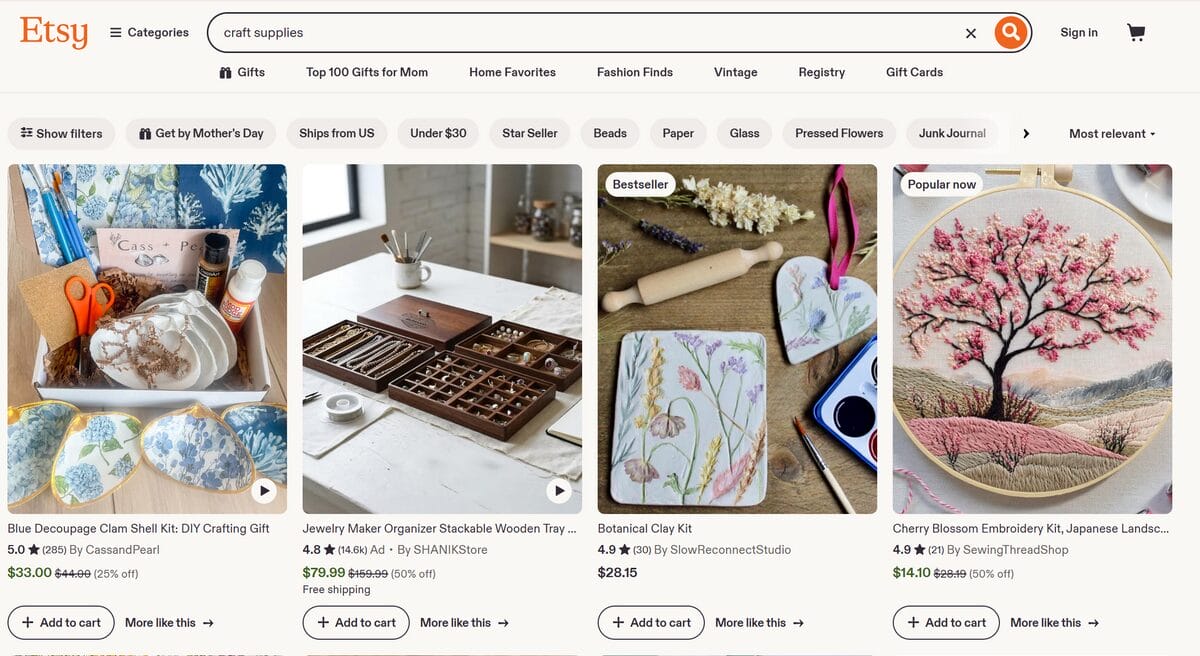 Craft Supplies on Etsy