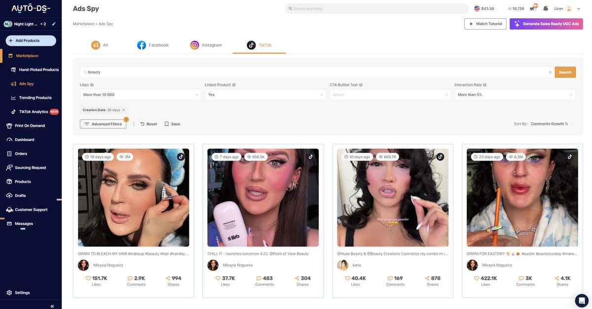 AutoDS Ads Spy Tool For Dropshipping