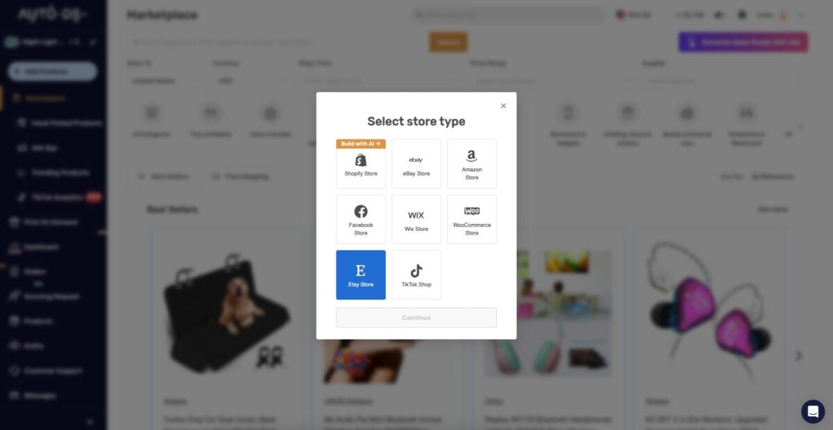 Connect AutoDS to Etsy