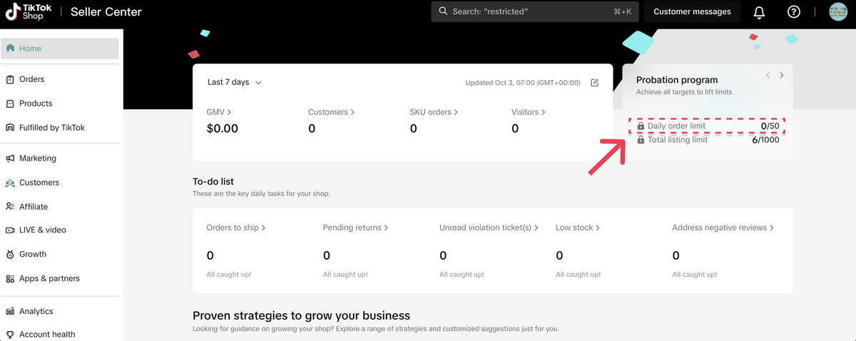 tiktok shop probation program for us sellers