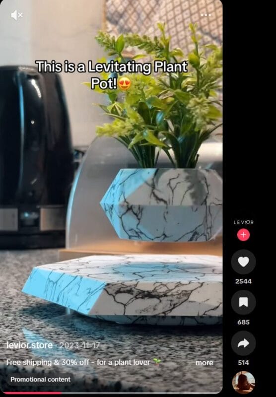 levitating succulent tiktok ad