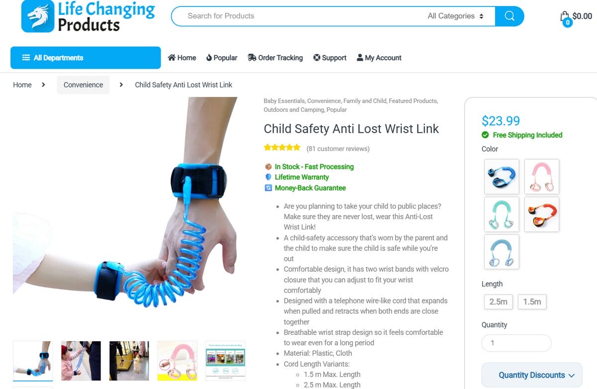 Kids Safety Wrist Link Seller Website