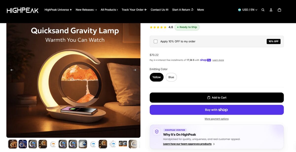 Quicksand Gravity Lamp Seller Website