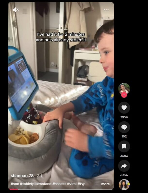 Tablet Pillow Snack Stand TikTok ad