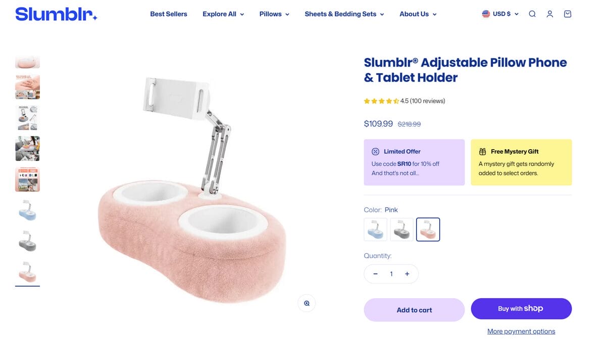 Tablet Pillow Snack Stand Seller Website