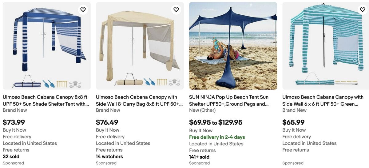 Beach tent sun shelters, one of the best summer dropshipping products to sell in 2026