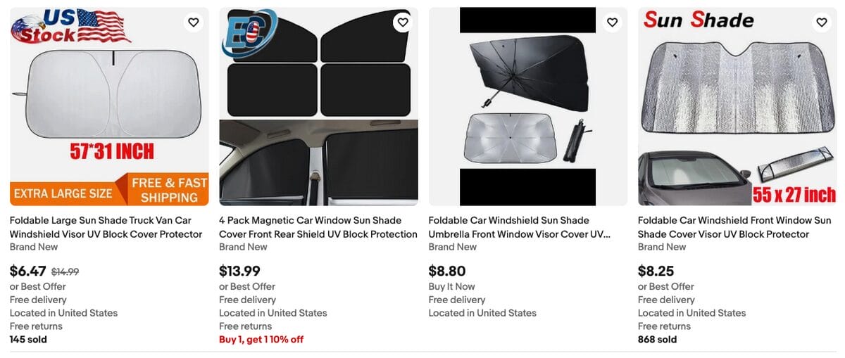 Car Sun Shades, one of the best summer dropshipping products to sell in 2026