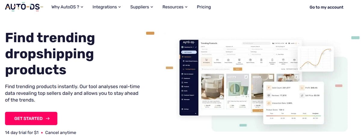 AutoDS product research and finding tools for dropshipping business