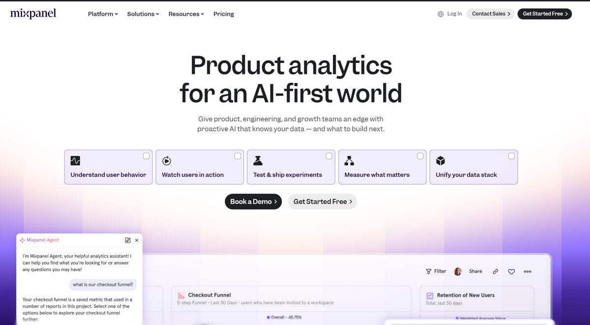 Mixpanel ecommerce analytics tools