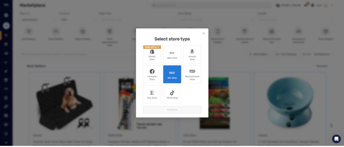 AutoDS selling channels connection to start a ghost commerce store