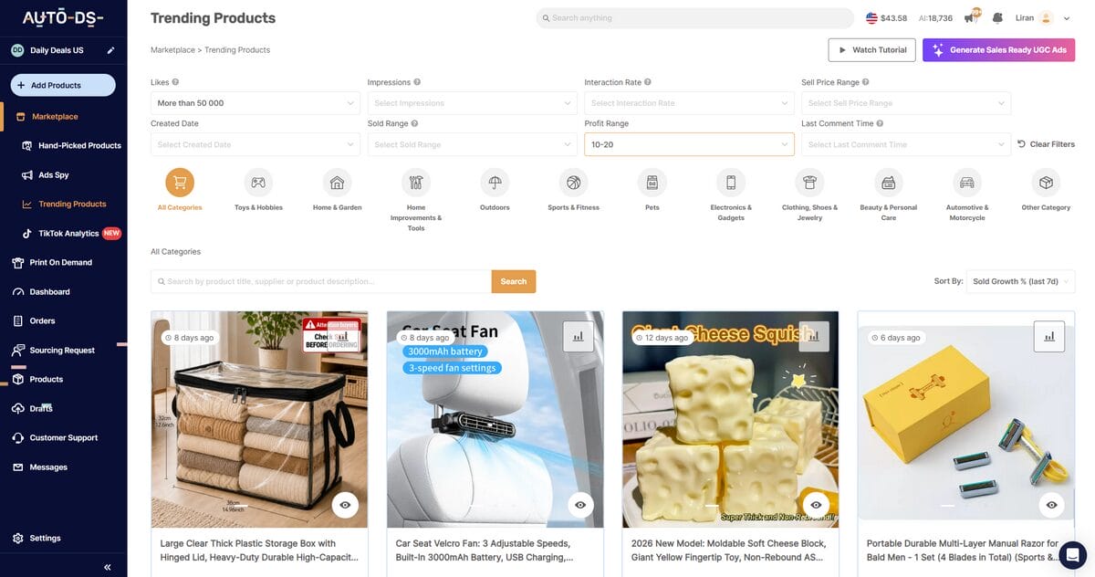 AutoDS product research tools for amazon dropshipping