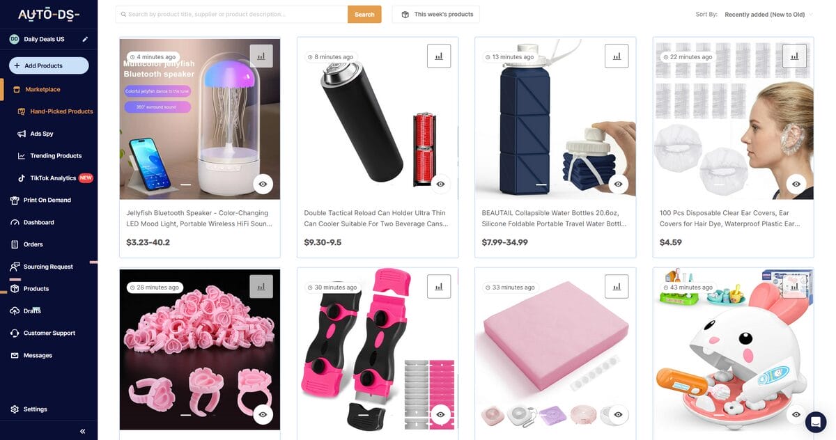 AutoDS Hand-Picked Products Hub for Winning Dropshipping Items