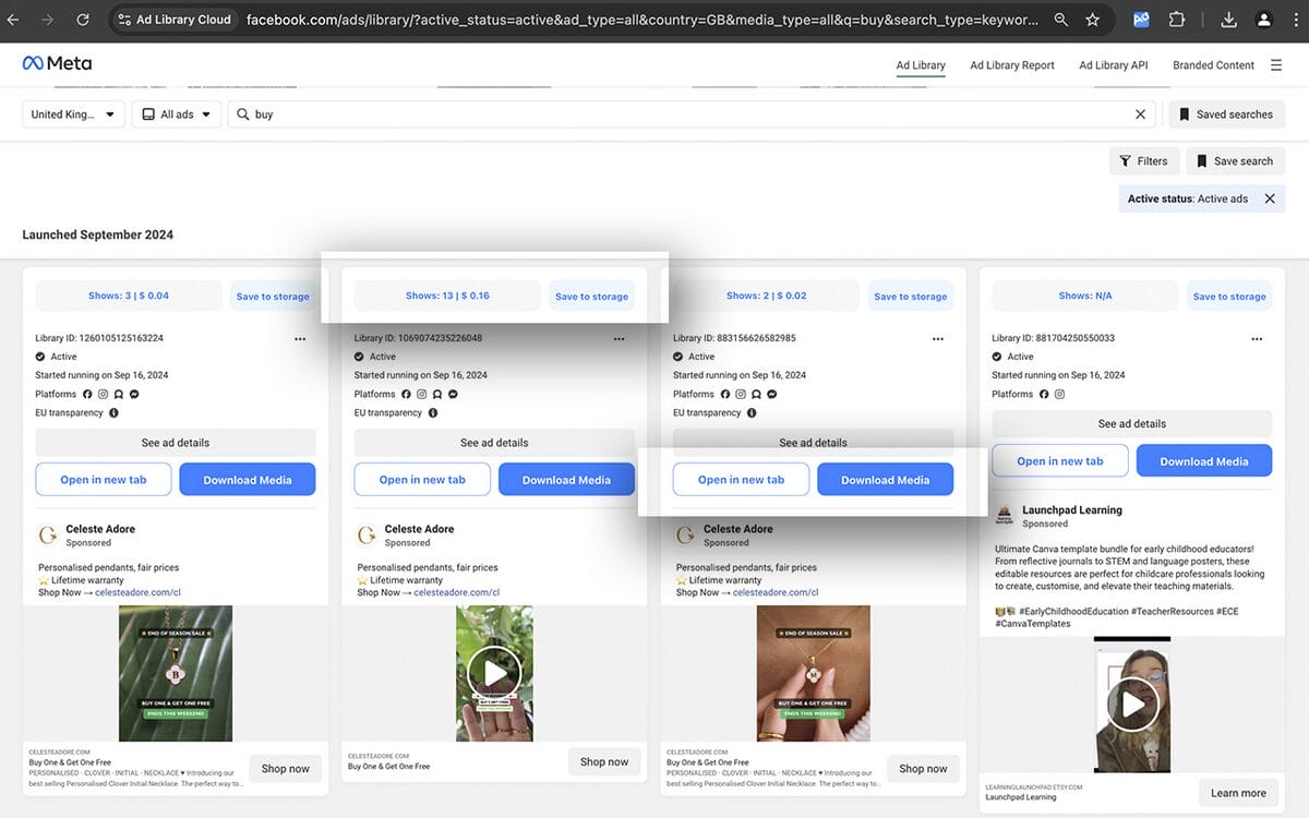 Facebook Ad Library for product research