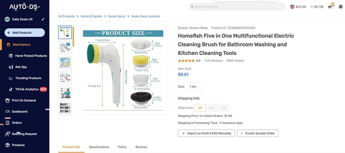Home gadget from the autods marketplace for dropshipping
