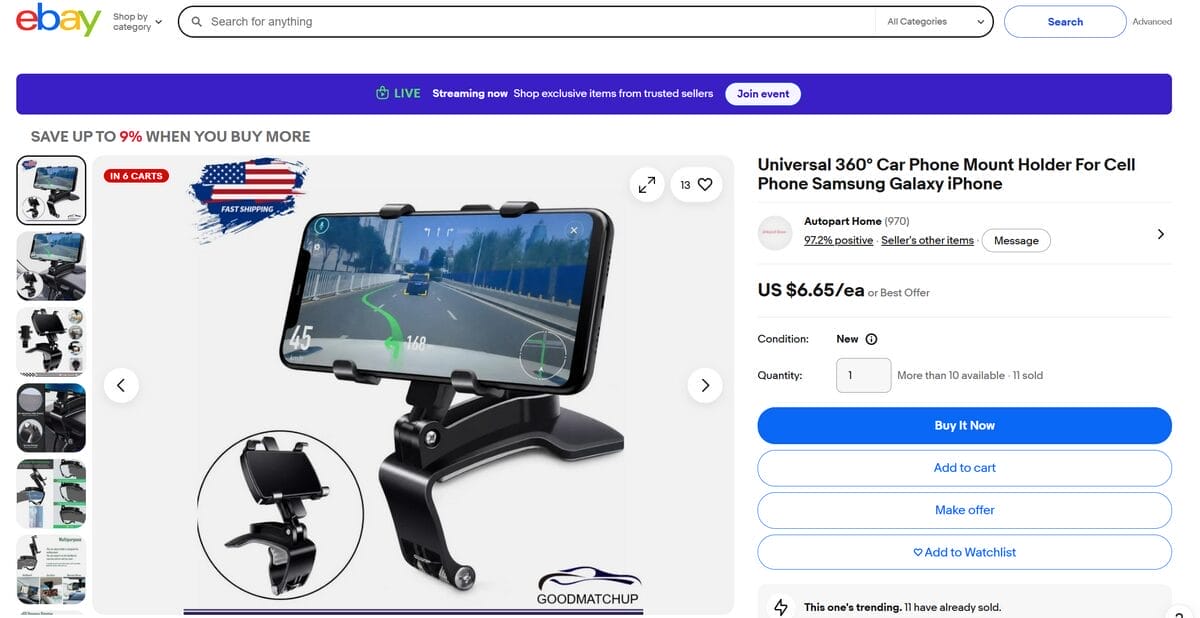 Winning Car Product For Dropshipping From Ebay