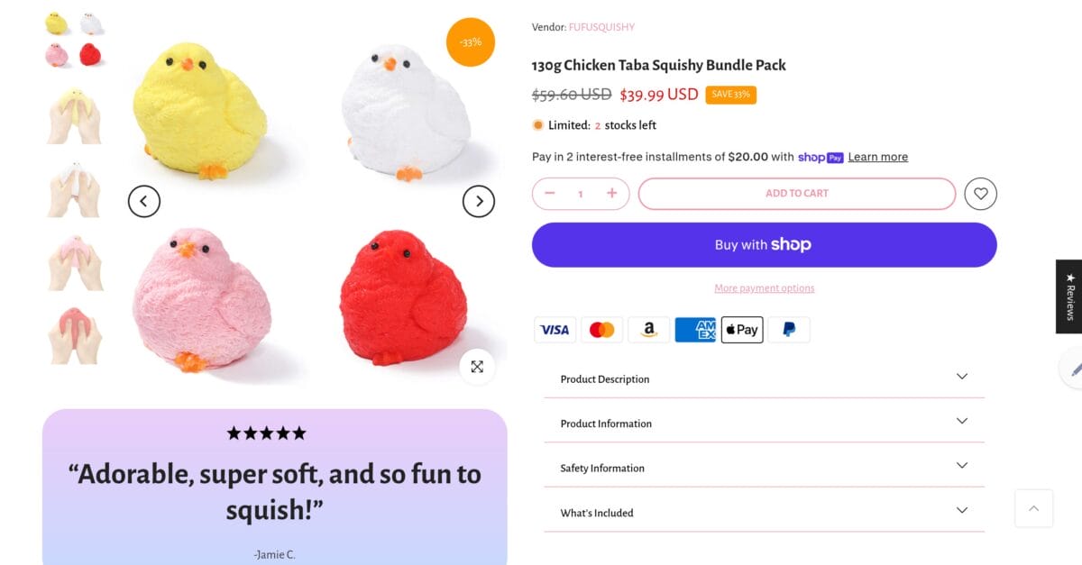 Chick Taba Squishy Seller's Website