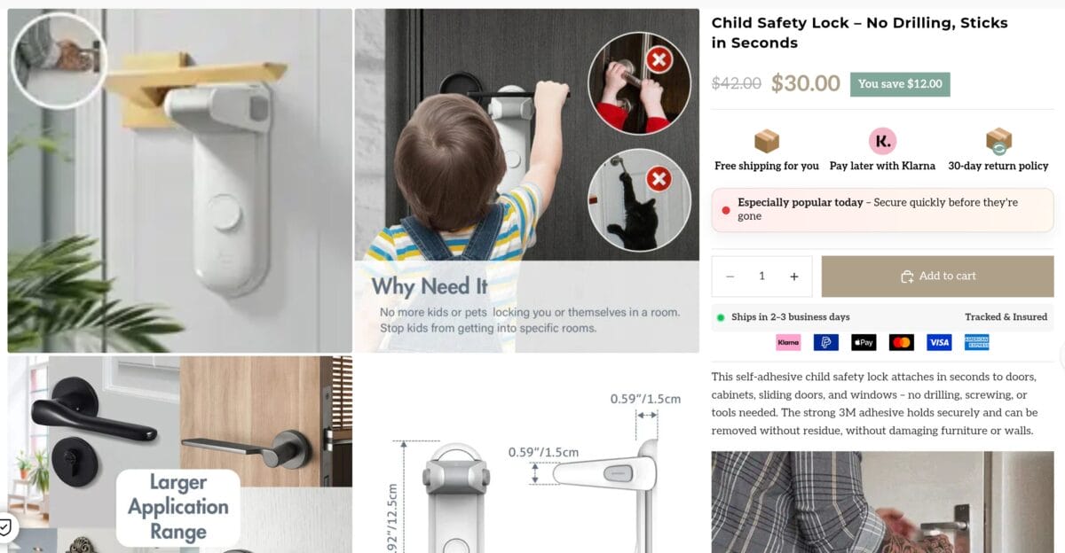 Child-Safe Door Handle Lock Seller's Website