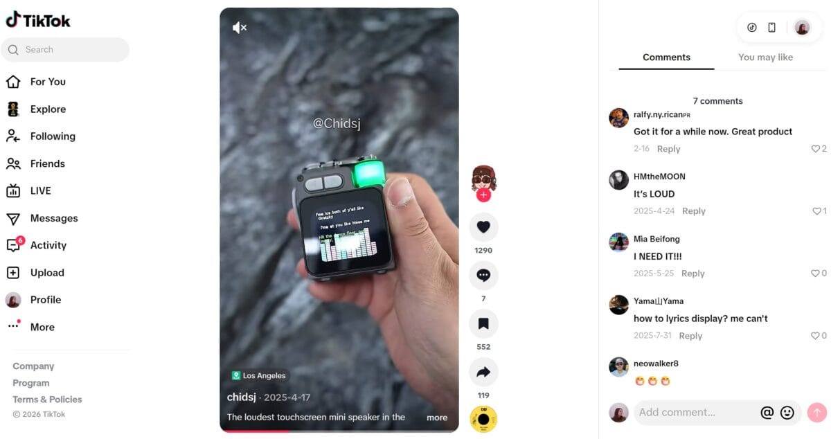 tiktok ad for bluetooth speaker
