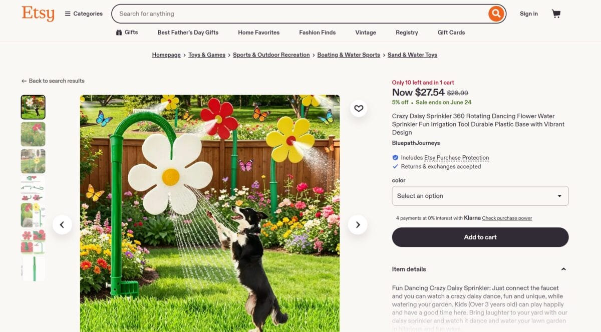 Dancing Daisy Garden Sprinkler Dropshipping From Etsy
