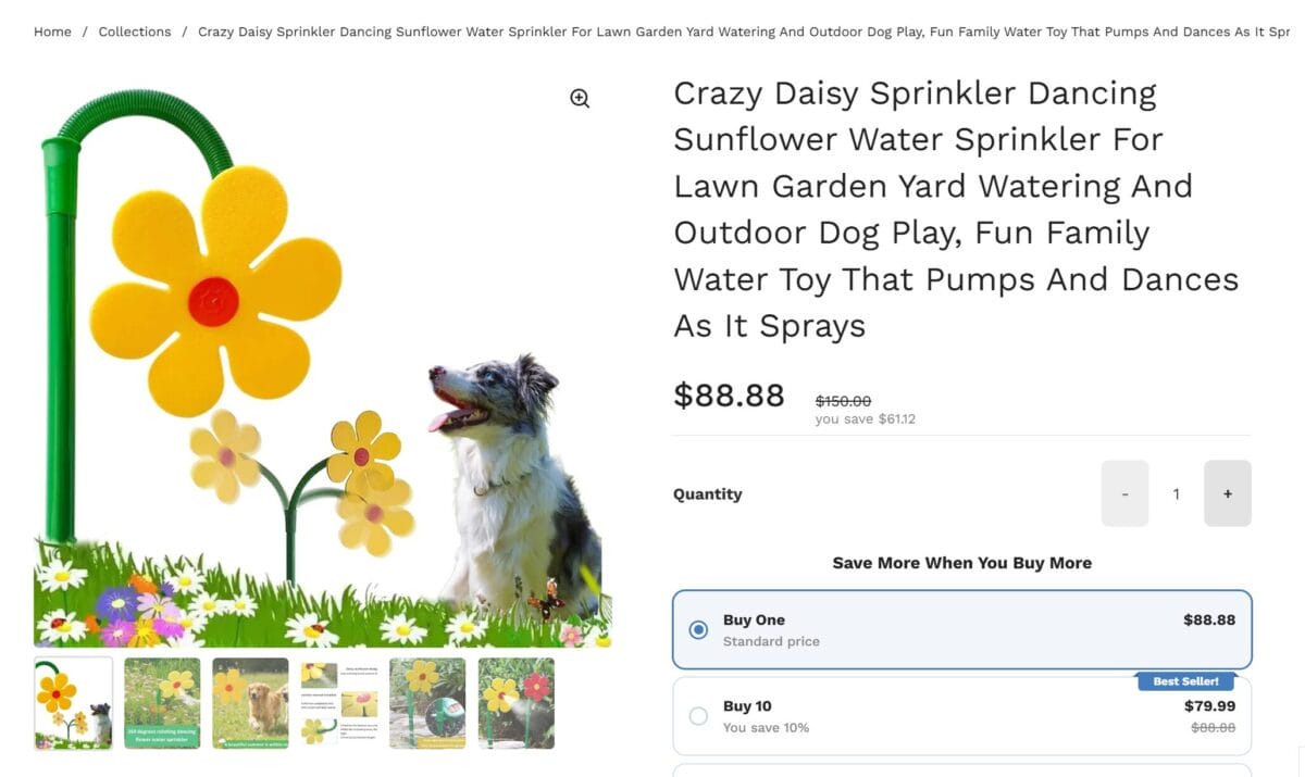 Dancing Daisy Garden Sprinkler Seller's Website