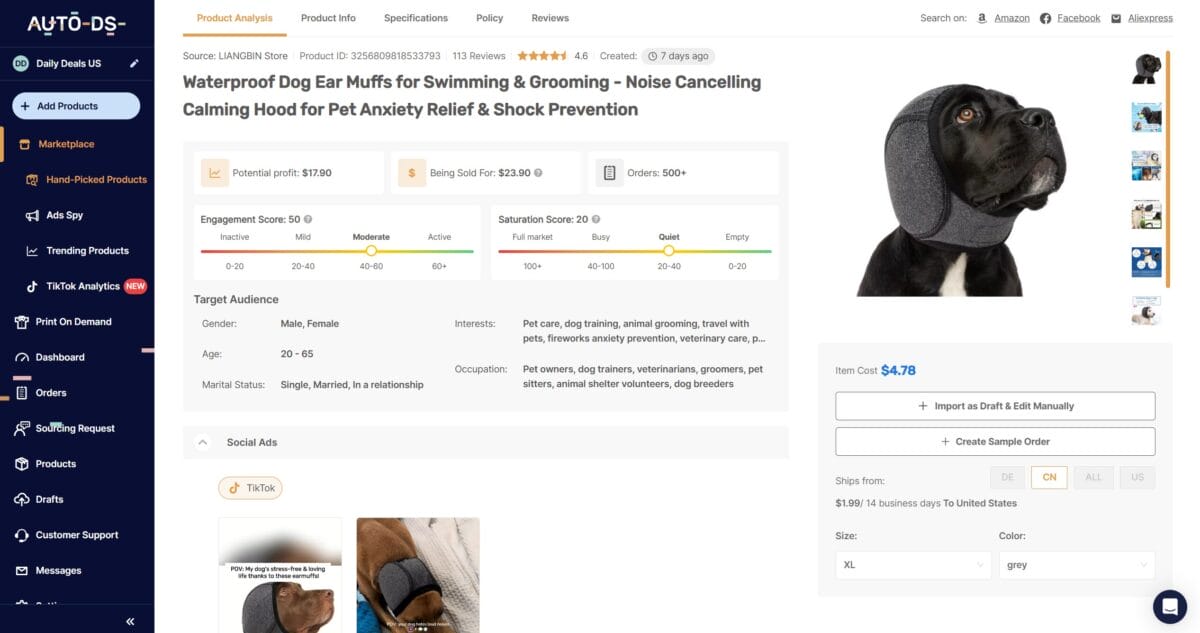 Dog Ear Muffs Top Items To Dropship in July 2026 From AutoDS Marketplace