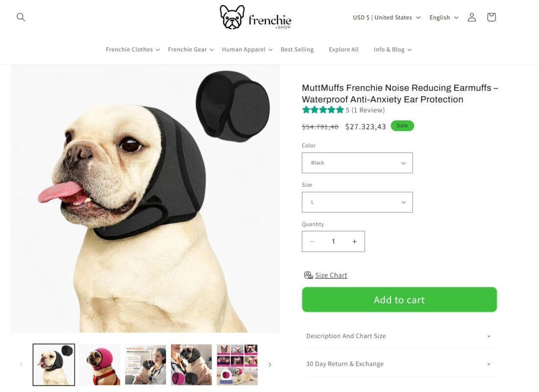 Dog Ear Muffs Seller's Website