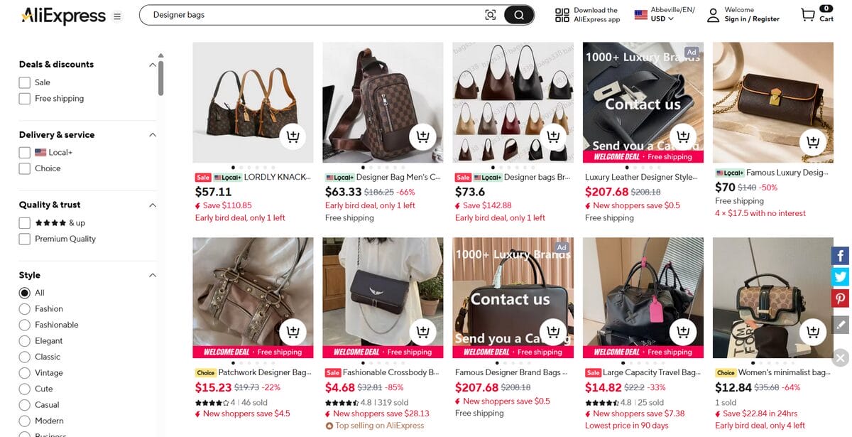 designer bags for dropshipping