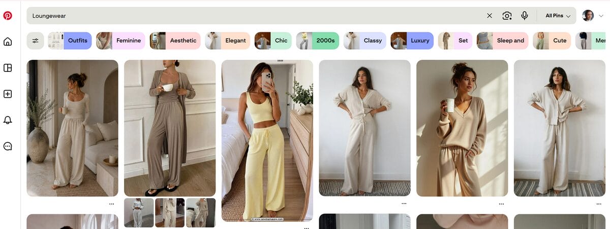 Pinterest women's loungewear trending