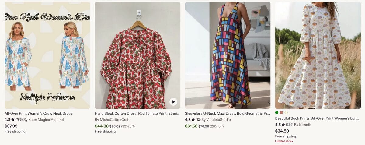 All-Over print dresses for print-on-demand