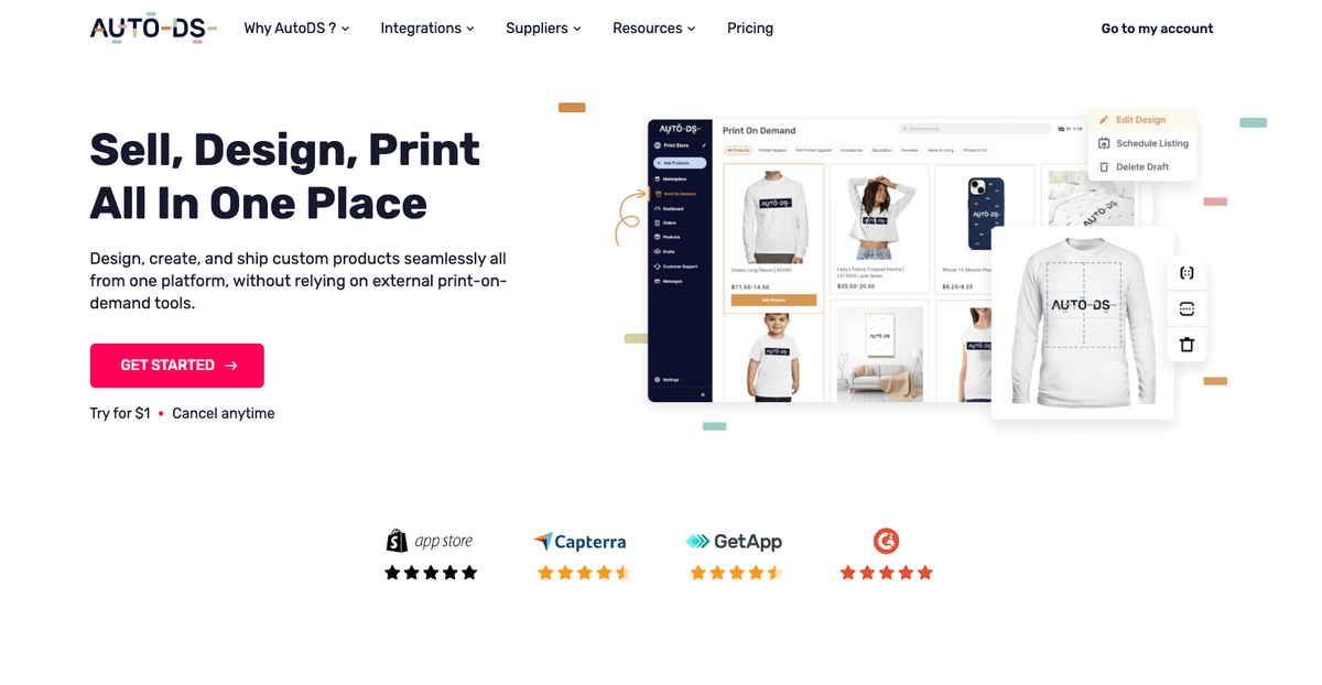 AutoDS, one of the best print-on-demand suppliers