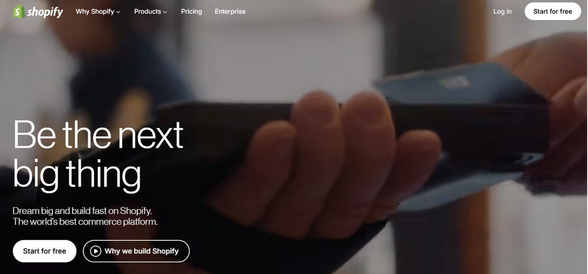 Shopify platform for eCommerce main page