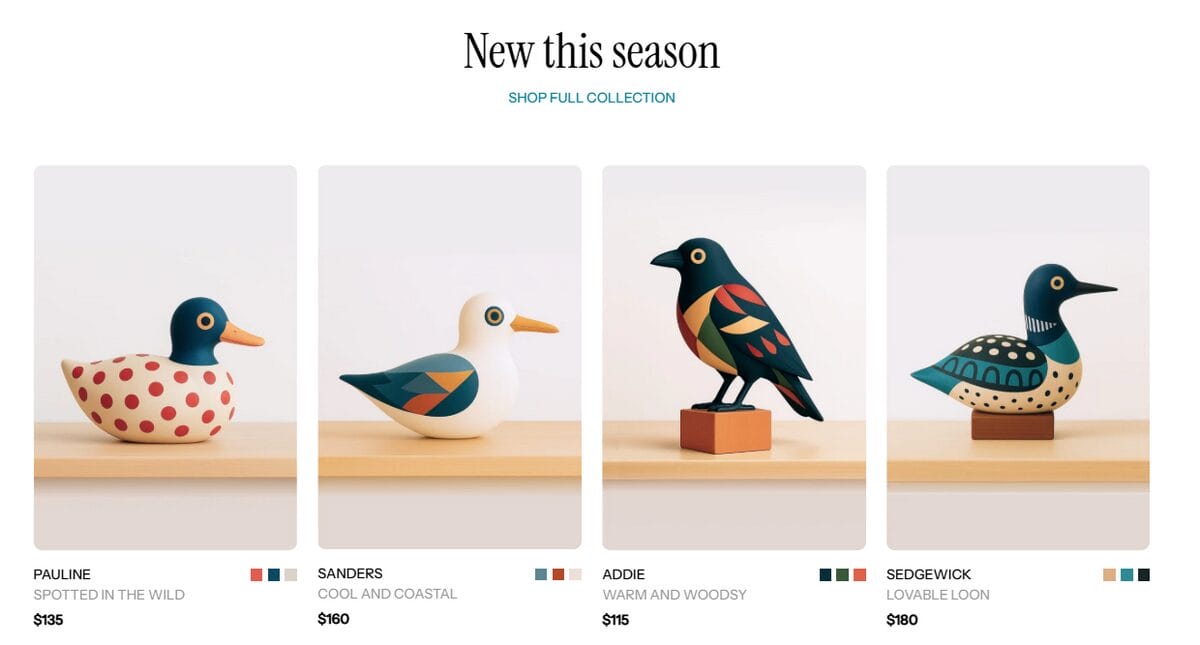 Shopify product catalog example