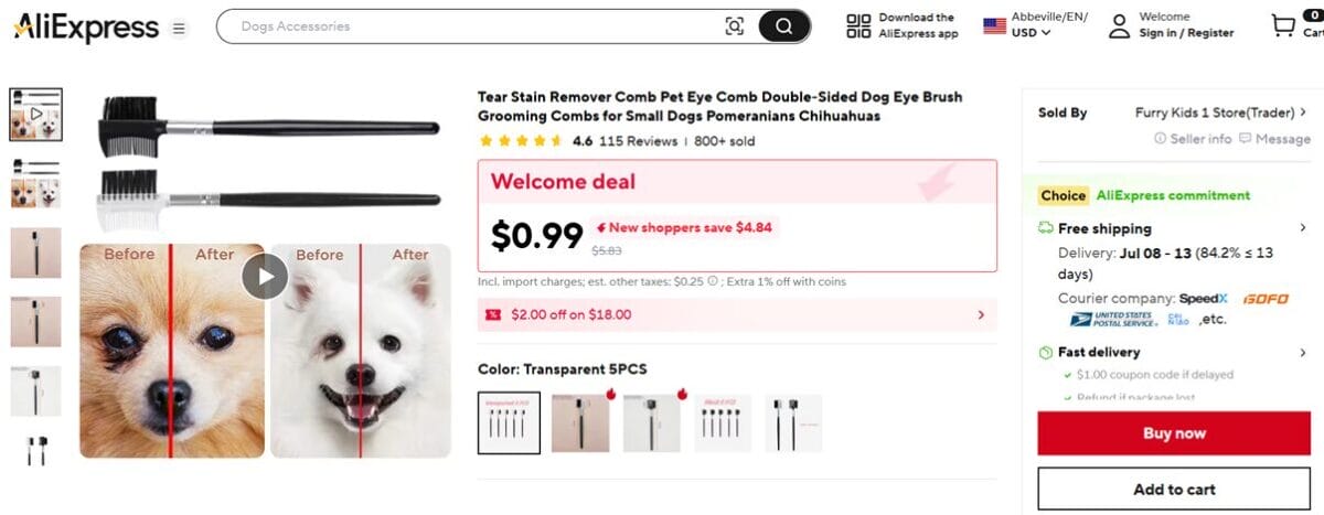Tear Stain Listed On AliExpress