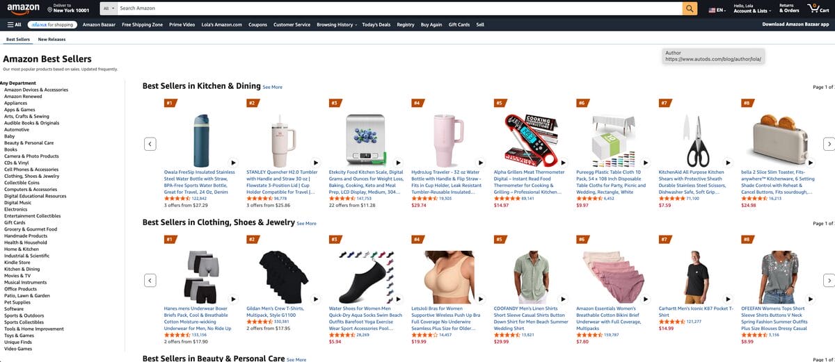 Amazon Bestsellers to choose the right dropshipping niche