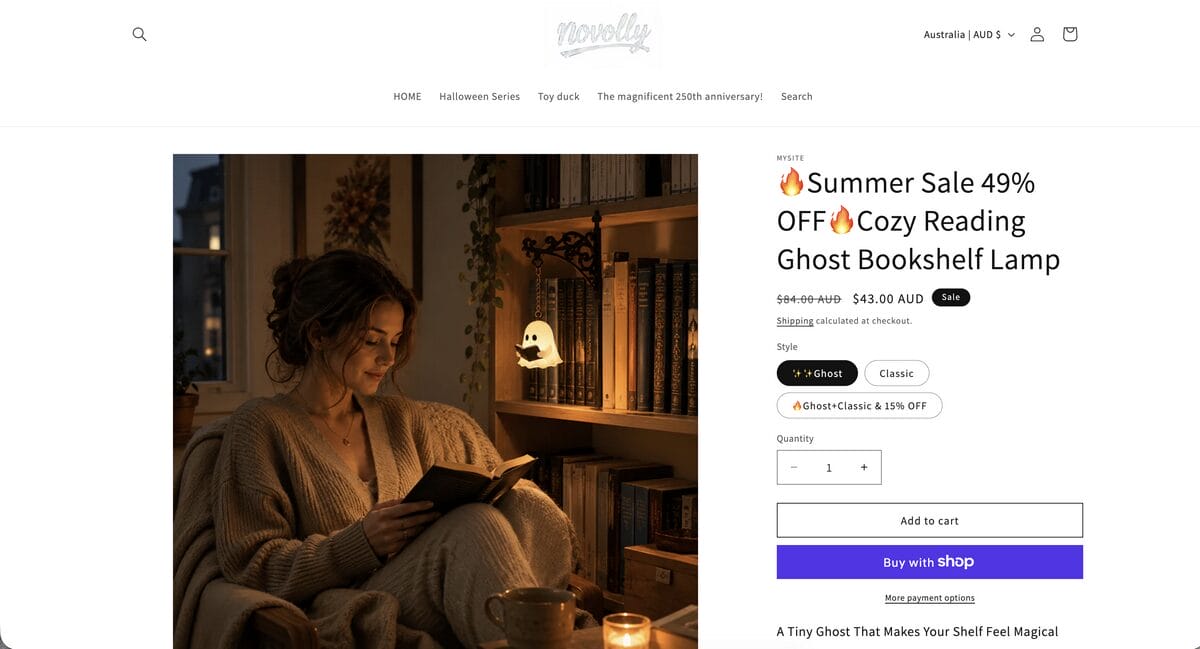 Ghost Bookshelf Lantern on a seller's website, one of the best dropshipping products for August 2026