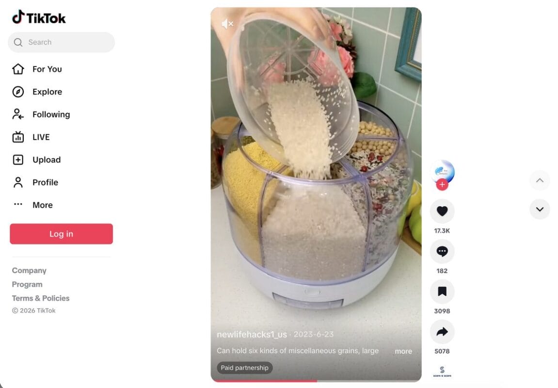 Grid Rice & Grain Storage Container TikTok Ad, one of the best dropshipping products for August 2026
