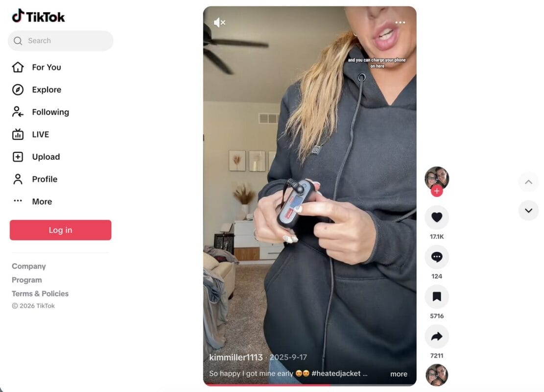 Electric Heating Sweatshirt TikTok Ad, one of the best dropshipping products for August 2026