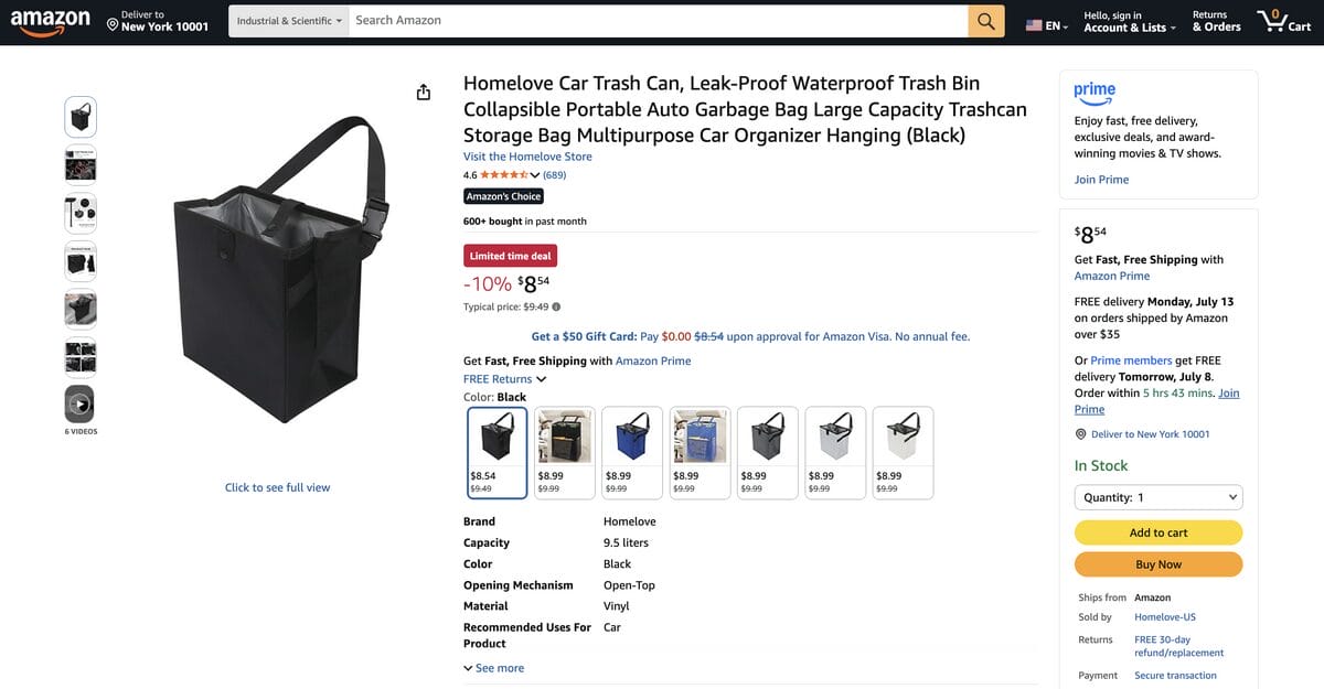 Car Multi-Function Storage Bag on Amazon, one of the best dropshipping products for August 2026